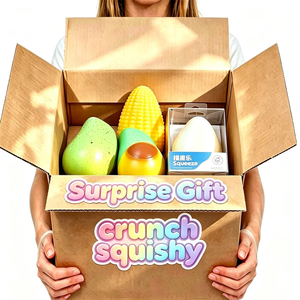 Curtain Curtain - Caixa Surpresa Crunch Squishy, Brinquedo Sensorial