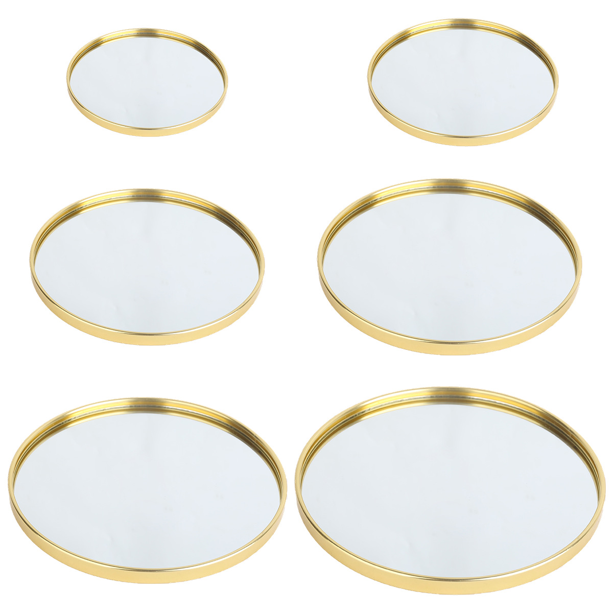Decorative Mirror - Bandeja Redonda Dourada com Espelho, Bandeja