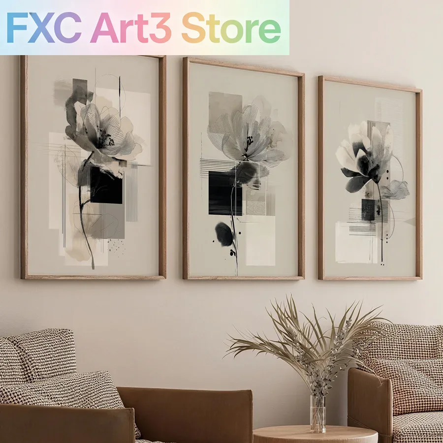 Abstract Canvas Set - Conjunto de 3 peças sem moldura,