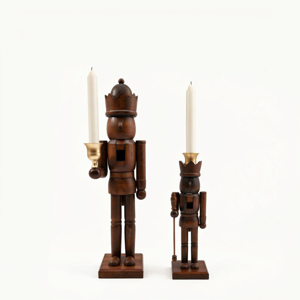 Candle Holder Decor - Quebra-nozes de estilo vintage com castiçal