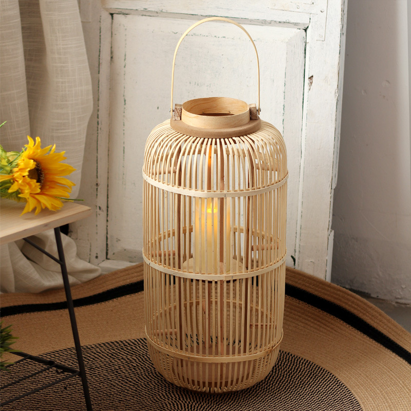Luminária de chão em bambu, fe - Candle Holder Decor avaliação e preço